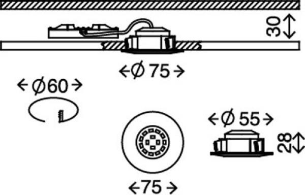 7204-018 LED Einbau  Chrom IP23